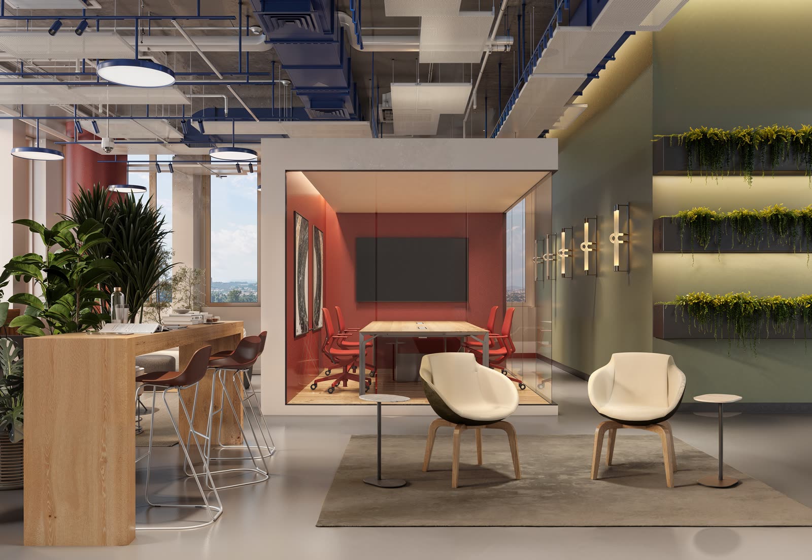 Render de espacio colaborativo línea Tula