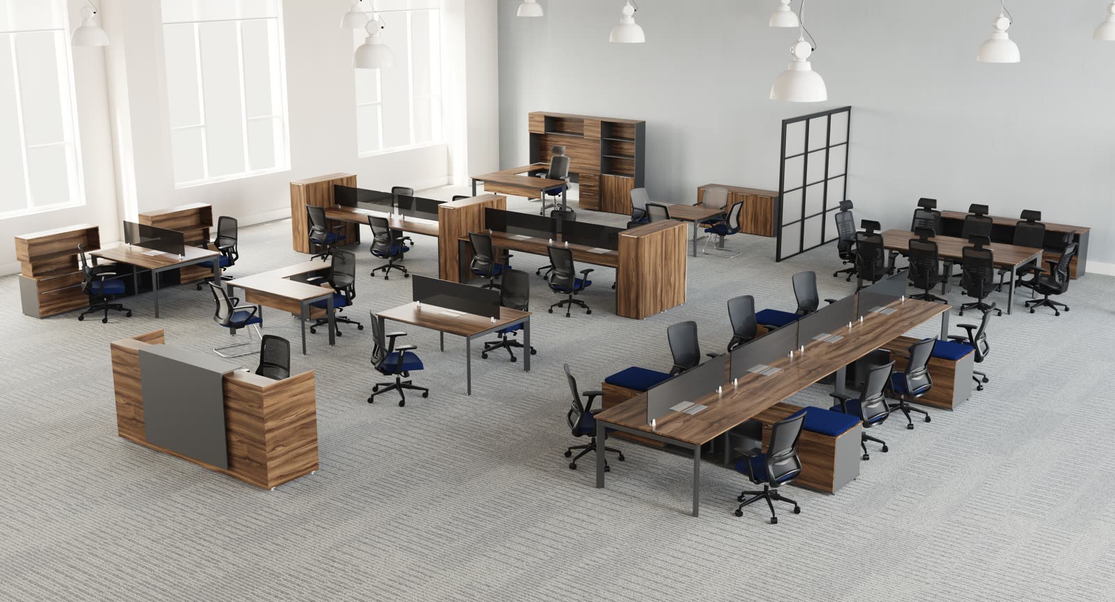 Render de oficina colaborativa línea Vinkel